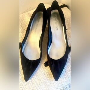 Stuart Weitzman Black Velvet Textured Kitten Heels Size 11.5